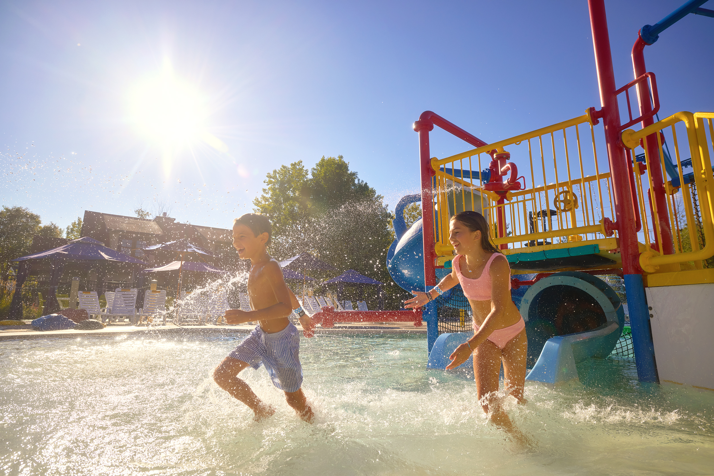 Kids Playing at Outdoor Pool
