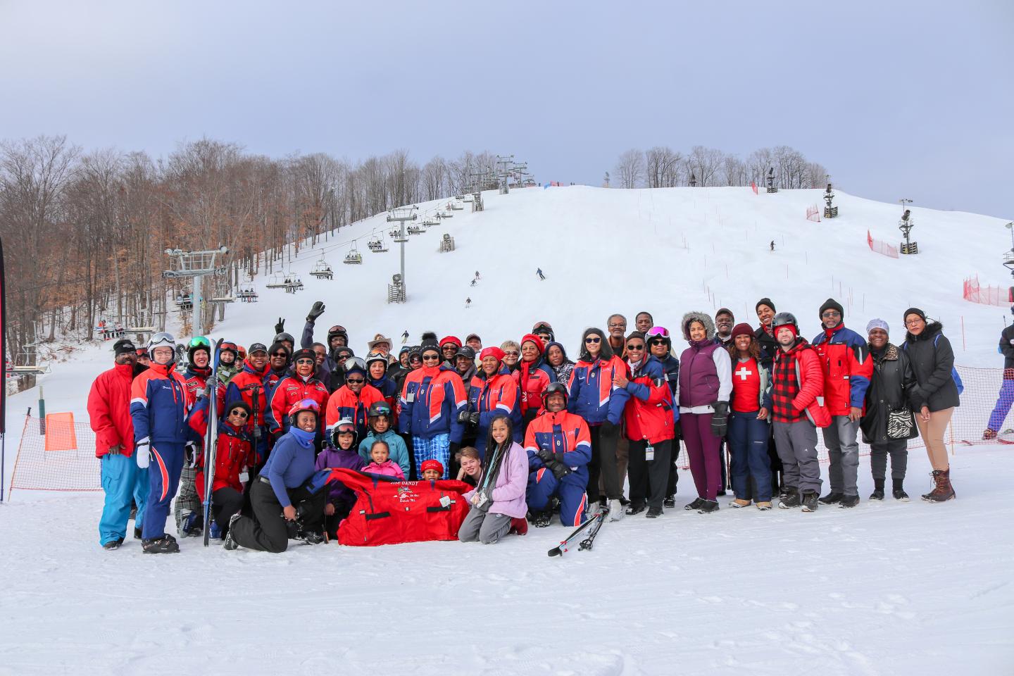 Ski group on the slopes of Crystal Mountain