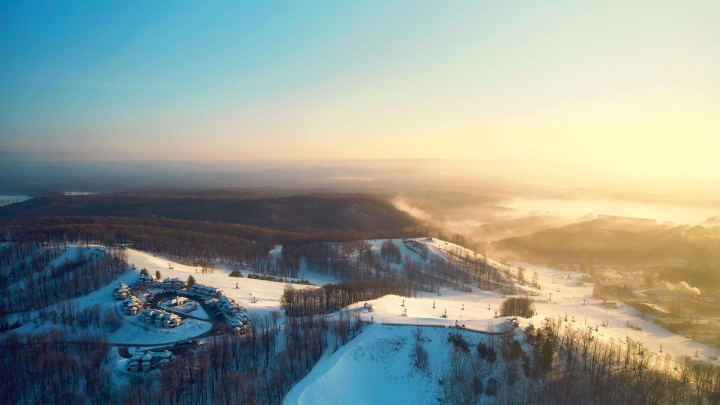 Aerial winter view of Crystal Mountain