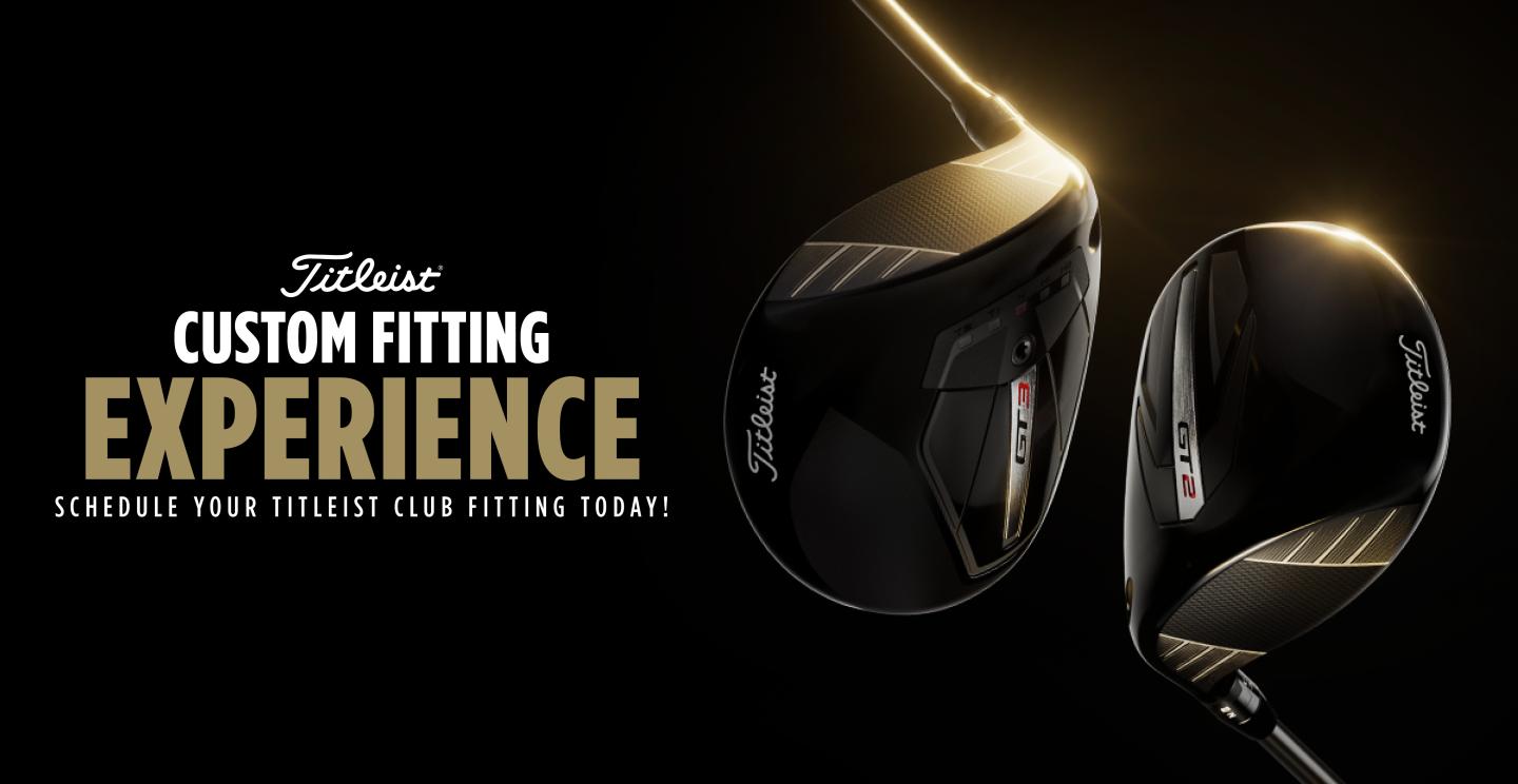 Titleist golf clubs on a dark background with golden highlights.