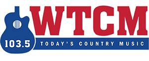 WTCM 103.5 logo with a blue guitar outline.