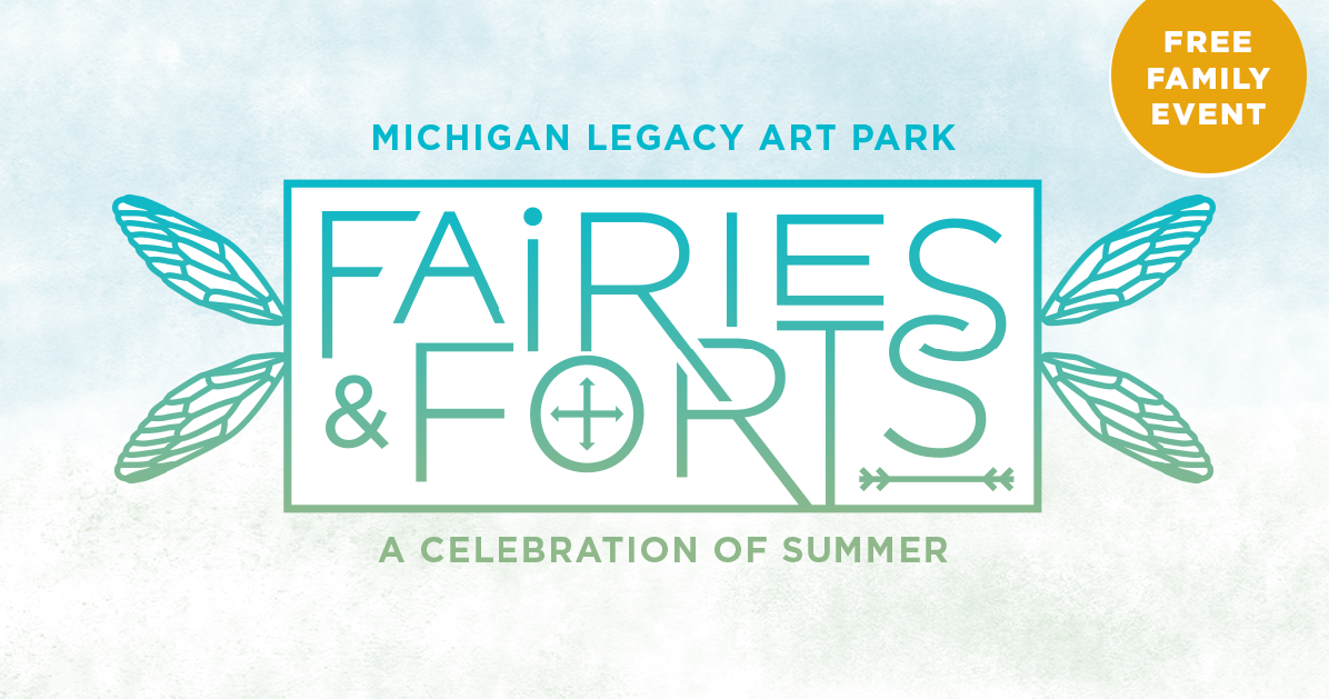 Fairies &amp; Forts event logo with decorative wings and summer theme.