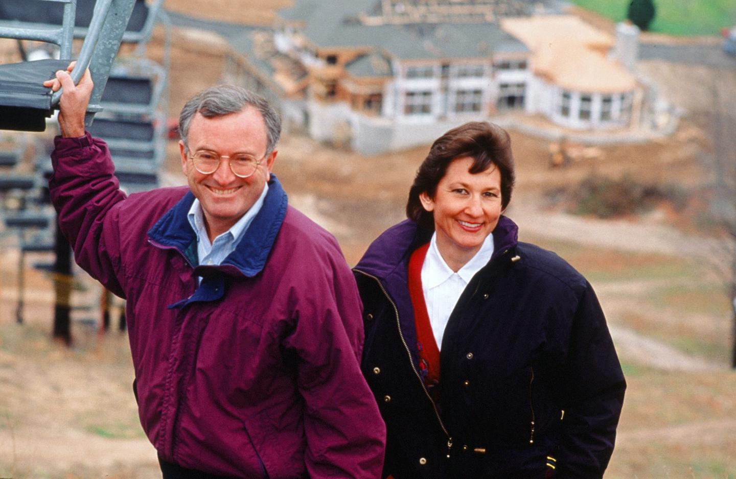 Jim and Chris, during construction of the Loki lift, around 1994