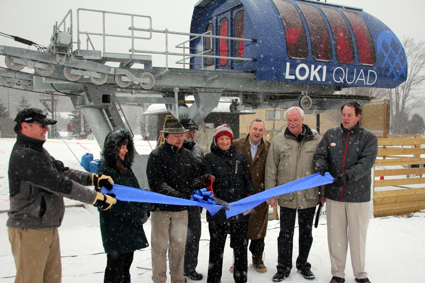Cutting the ribbon for the new Loki chair