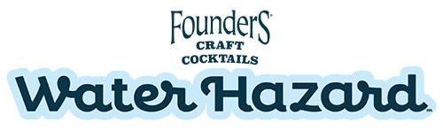 "Founders Craft Cocktails Water Hazard" logo in blue text.