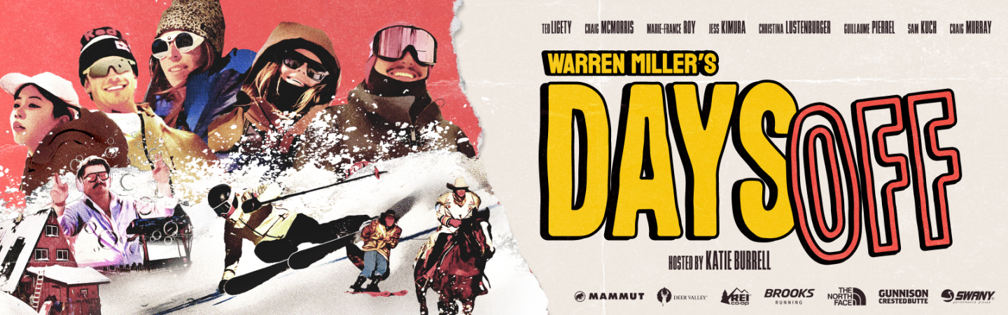 Illustrated poster of masked racers with bold yellow “DAYS OFF” title.